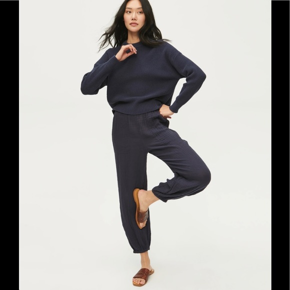 NWT Young Fabulous & Broke Gauzy Cotton Joggers in Navy